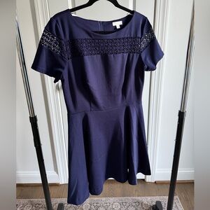 C Navy Blue Lace Mini Dress